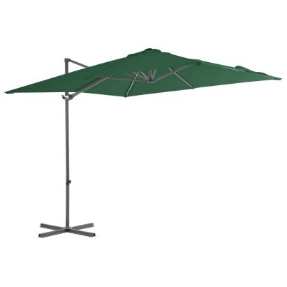 Umbrelă în consolă cu stâlp din oțel, verde, 250x250 cm GartenMobel Dekor
