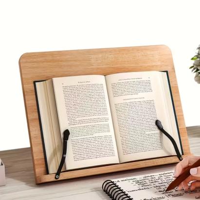 Suport din bambus pentru carte, 8 trepte inclinare, catarame metalice, 28 x 20 cm, natur MultiMark GlobalProd