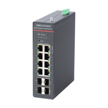 Kit Switch 8 x RJ45 Gigabit PoE 802.3af/at/bt, 4 x SFP Gigabit, Management, Sursa 75W - HIKVISION DS-3T1512HP-SI-8P4FKIT(75W) SafetyGuard Surveillance