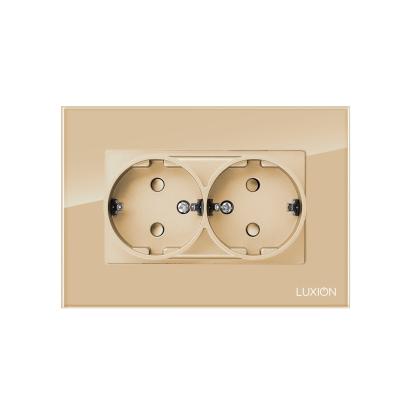 Priza Dubla cu Rama din Sticla LUXION Pentru Doza Simpla SmartElectro IntelligentHouse