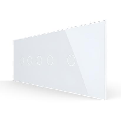 Panou Intrerupator Dublu + Dublu + Simplu cu Touch LIVOLO din Sticla, Standard Italian - 6/7M SmartElectro IntelligentHouse