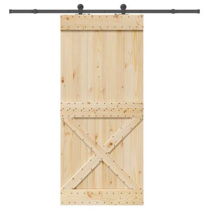 Ușă glisantă cu set feronerie, 100x210 cm, lemn masiv de pin GartenMobel Dekor