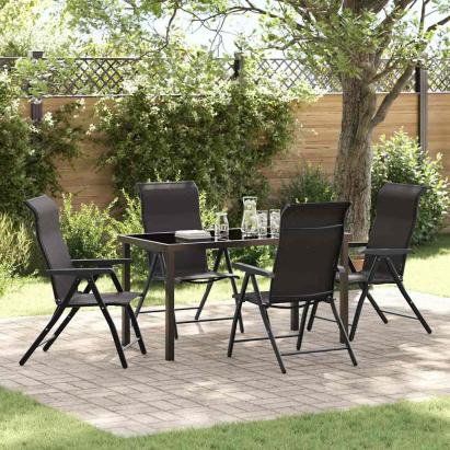 Set de masă pentru grădină 5 pcs Negru de cafea Rattan poli GartenMobel Dekor