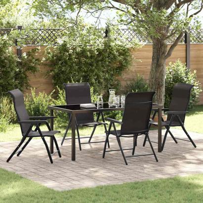 Set de masă pentru grădină 5 pcs Negru de cafea Rattan poli GartenMobel Dekor