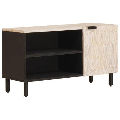 Cabinet TV cu depozitare Finisaj Alb Spălat 80 x 31,5 x 46 cm GartenMobel Dekor