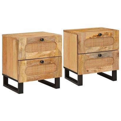 Dulap de noapte cu sertar 2 pcs natural 40 x 33,5 x 46 cm GartenMobel Dekor