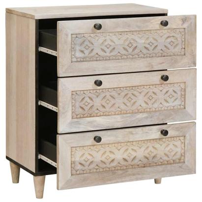 Bufet cu sertar Alb 60 x 33 x 75 cm Lemn masiv de mango GartenMobel Dekor