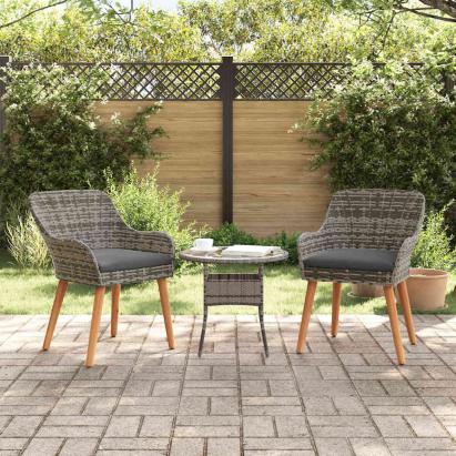 Scaun pentru Grădină 2 pcs Gri 55 x 62.5 x 82cm poliratan GartenMobel Dekor