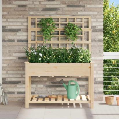 Vază pentru Grădină Bej 115 x 60,5 x 153 cm Lemn de Brad Solid GartenMobel Dekor