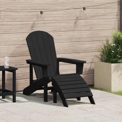 Scaun Adirondack cu pernă Negru 74 x 82 x 92cm HDPE GartenMobel Dekor