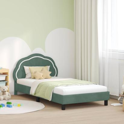 Cadru de pat pentru copii cu spătar Verde Mării 90 x 200 cm GartenMobel Dekor