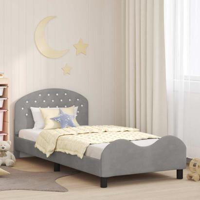 Cadru de pat pentru copii cu spătar Gri deschis 80 x 200 cm GartenMobel Dekor