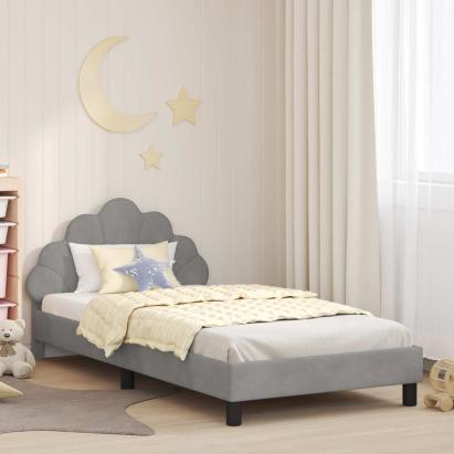 Cadru de pat pentru copii cu spătar Gri deschis 90 x 200 cm GartenMobel Dekor
