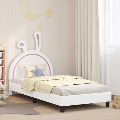 Cadru de pat pentru copii cu spătar Alb 80 x 200 cm PU GartenMobel Dekor