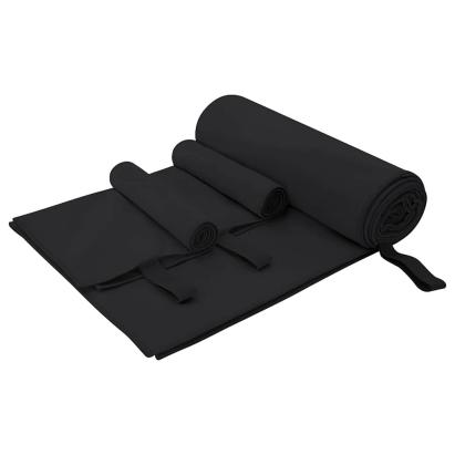 Set de Prosoape Sport 3 pcs Negru Poliester și poliamidă GartenMobel Dekor