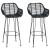 Scaun Bar 2 pcs Negru 55 x 52 x 92 cm Ratan și Fier GartenMobel Dekor