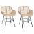Scaun de sufragerie 2 pcs natural 55 x 50 x 74 cm Ratan și Fier GartenMobel Dekor