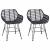 Scaun de sufragerie 2 pcs Negru 55 x 50 x 74 cm Ratan și Fier GartenMobel Dekor