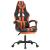 Scaun de gaming cu suport picioare, negru/oranj, piele eco GartenMobel Dekor