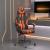 Scaun de gaming pivotant/suport picioare negru/oranj piele eco GartenMobel Dekor