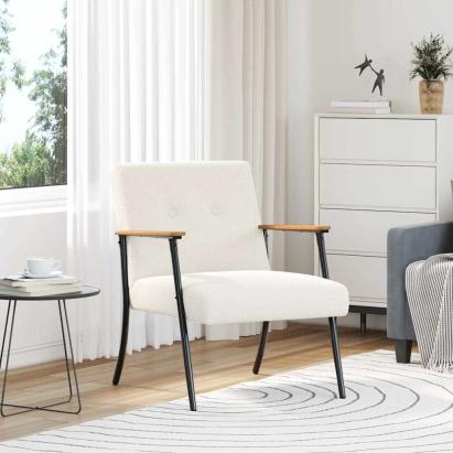 fotoliu Crem 59 x 75 x 78 cm Țesătură moale asemănătoare lânii GartenMobel Dekor