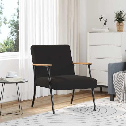 fotoliu Negru 59 x 75 x 78 cm Țesătură moale asemănătoare lânii GartenMobel Dekor