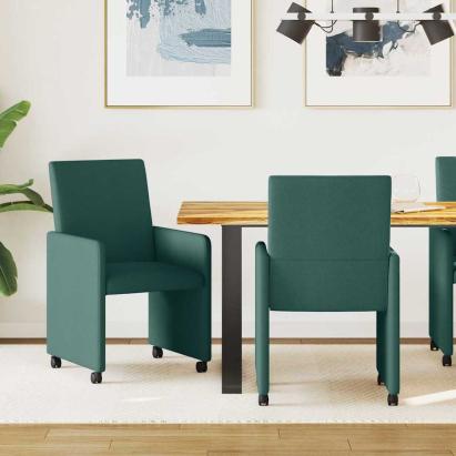 Scaune de dining cu roți 2 pcs Verde închis 57 x 66 x 94 cm GartenMobel Dekor
