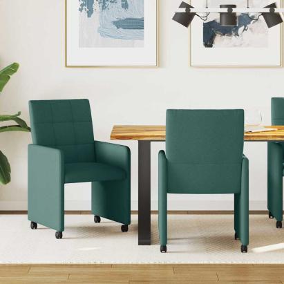Scaune de dining cu roți 2 pcs Verde închis 58 x 65 x 94 cm GartenMobel Dekor