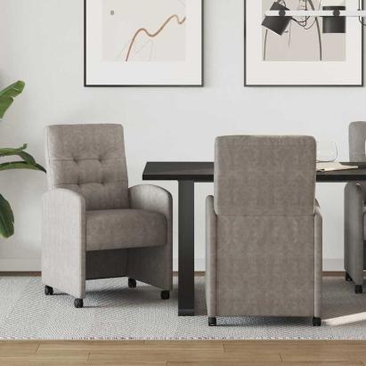 Scaune de dining cu roți cu roți 2 pcs Gri 57 x 67 x 98 cm GartenMobel Dekor