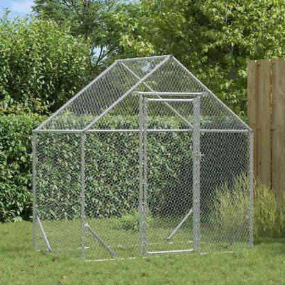 Cușcă pentru pui Argintiu 170 x 100 x 177 cm Oțel Galvanizat GartenMobel Dekor