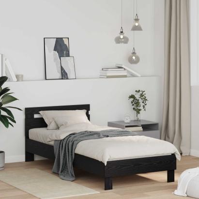 Cadru de pat Stejar Negru 75 x 190 cm Lemn compozit GartenMobel Dekor