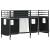 Pat loft pentru copii cu perdele, metal, negru, 75x190 cm