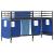 Pat loft pentru copii cu perdele, metal, negru-albastru, 75x190 cm
