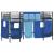 Pat loft pentru copii 100x190 cm metalic cu perdele, negru si albastru