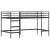 Pat loft pentru copii cu perdele, metal, negru/albastru, 90x190 cm