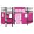 Pat loft pentru copii cu perdele, metal, negru si roz, 75x190 cm