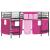Pat loft pentru copii cu perdele, metal, roz-negru, 80x201 cm