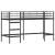 Pat loft pentru copii cu perdele, metal, negru/roz, 90x190 cm