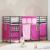 Pat loft pentru copii cu perdele, metal, negru/roz, 90x190 cm