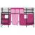 Pat loft pentru copii cu perdele, metal, negru/roz, 90x190 cm