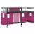 Pat loft pentru copii cu perdele, metal, negru/roz, 90x190 cm