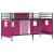 Pat loft pentru copii din metal cu perdele, negru roz, 90x190 cm