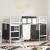 Pat loft pentru copii cu perdele, metal, alb-negru, 90x190 cm