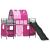 Pat loft pentru copii cu tobogan si cort, negru si roz, 75x190 cm