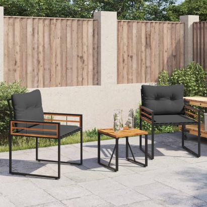 Set de Mobilier pentru Exterior cu pernă 3 pcs Gri închis GartenMobel Dekor