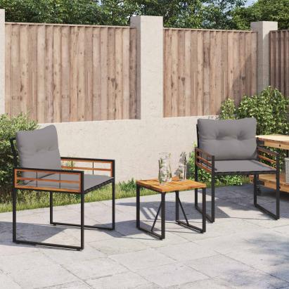 Set de Mobilier pentru Exterior cu pernă 3 pcs Gri deschis GartenMobel Dekor