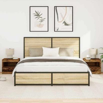 Dulap de noapte 2 pcs Lemn vechi 50 x 40 x 45 cm Lemn compozit GartenMobel Dekor