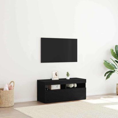 Cabinet TV Stejar Negru 90 x 35 x 40 cm Lemn compozit GartenMobel Dekor