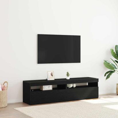 Cabinet TV 2 pcs Stejar Negru 75 x 35 x 40 cm Lemn compozit GartenMobel Dekor