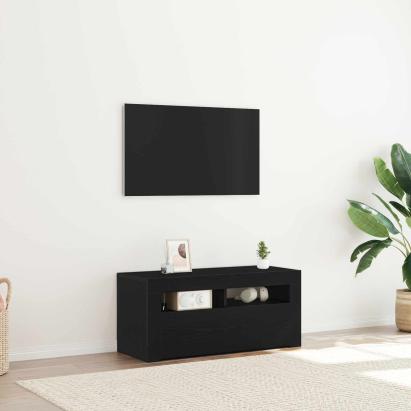 Cabinet TV Stejar Negru 90 x 35 x 40 cm Lemn compozit GartenMobel Dekor